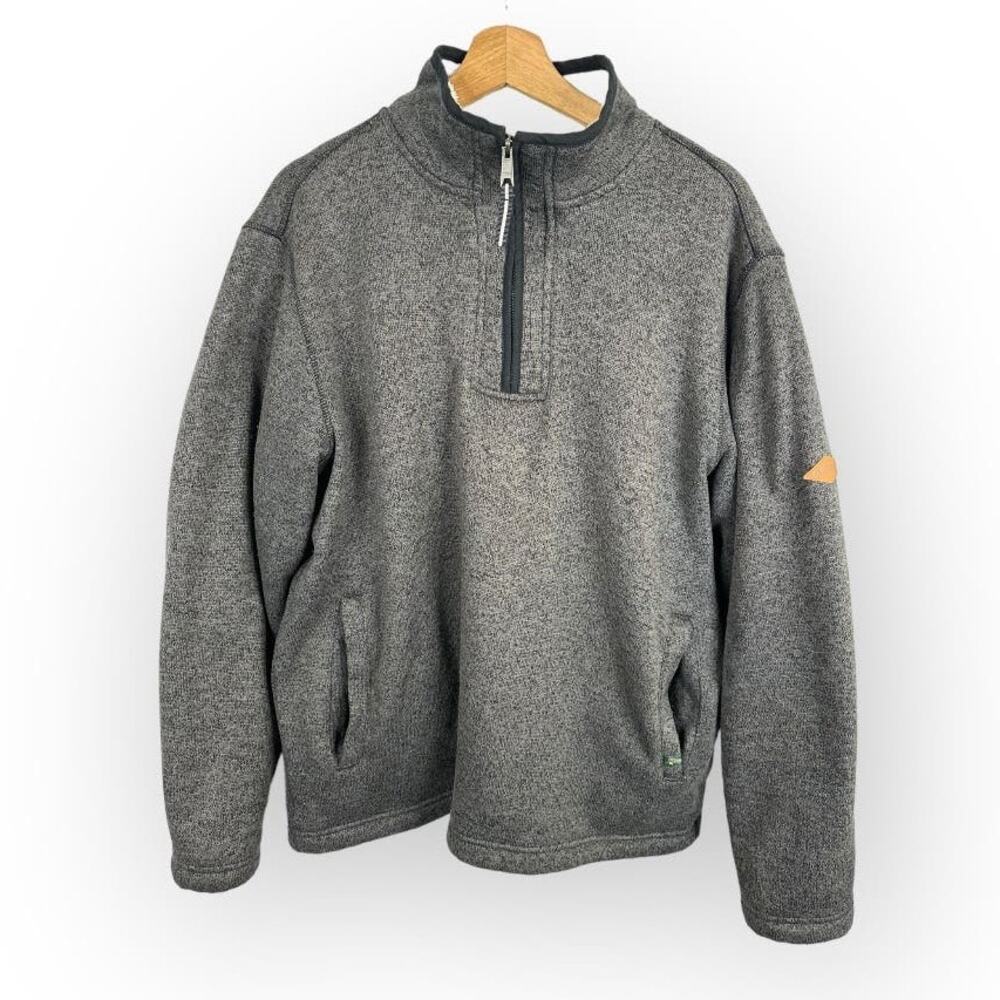 Orvis Mens Size Medium Sherpa Lined 1/4 Quarter Zip Pullover Sweater Gray Fleece